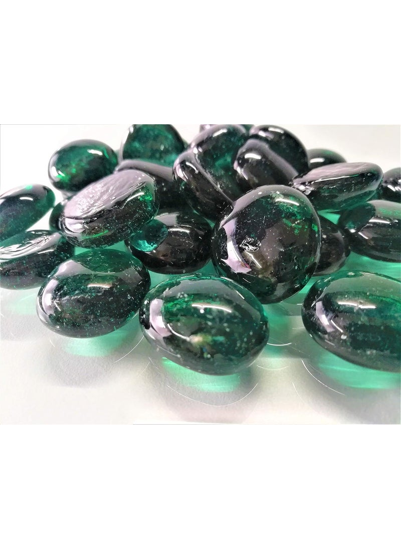 omi kogyo OMI Glass Pebbles Dark Green Transparent Round Shaped 400g Approx 50 Pieces  - Image 3