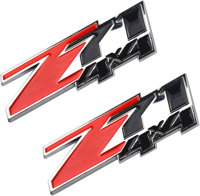 Aimoll 2pcs Z71 4x4 Emblems Badges, 3D ABS Decal Emblems for Chevy GMC Silverado (Red Black) - Image 1