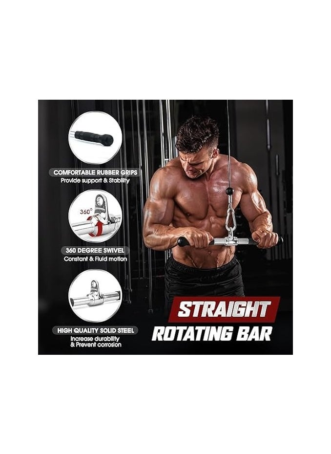 Generic Double D Row Handle, Straight Bar 980LBS Cable Machine Accessories Attachment, LAT Pull Down V Bar for Weight Workout  - Image 3