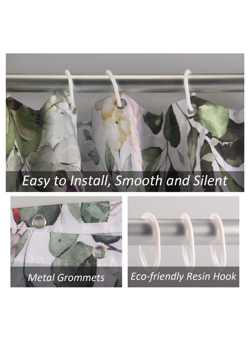 KASTWAVE Shower Curtain Green Eucalyptus Watercolor Plant Leaves with Floral Bathroom Decor Waterproof Fabric Shower Curtain with 12 Hooks 72x72 Inch Bath Accessories Art Home Decor Fabric (Green Eucalyptus)  - Image 3