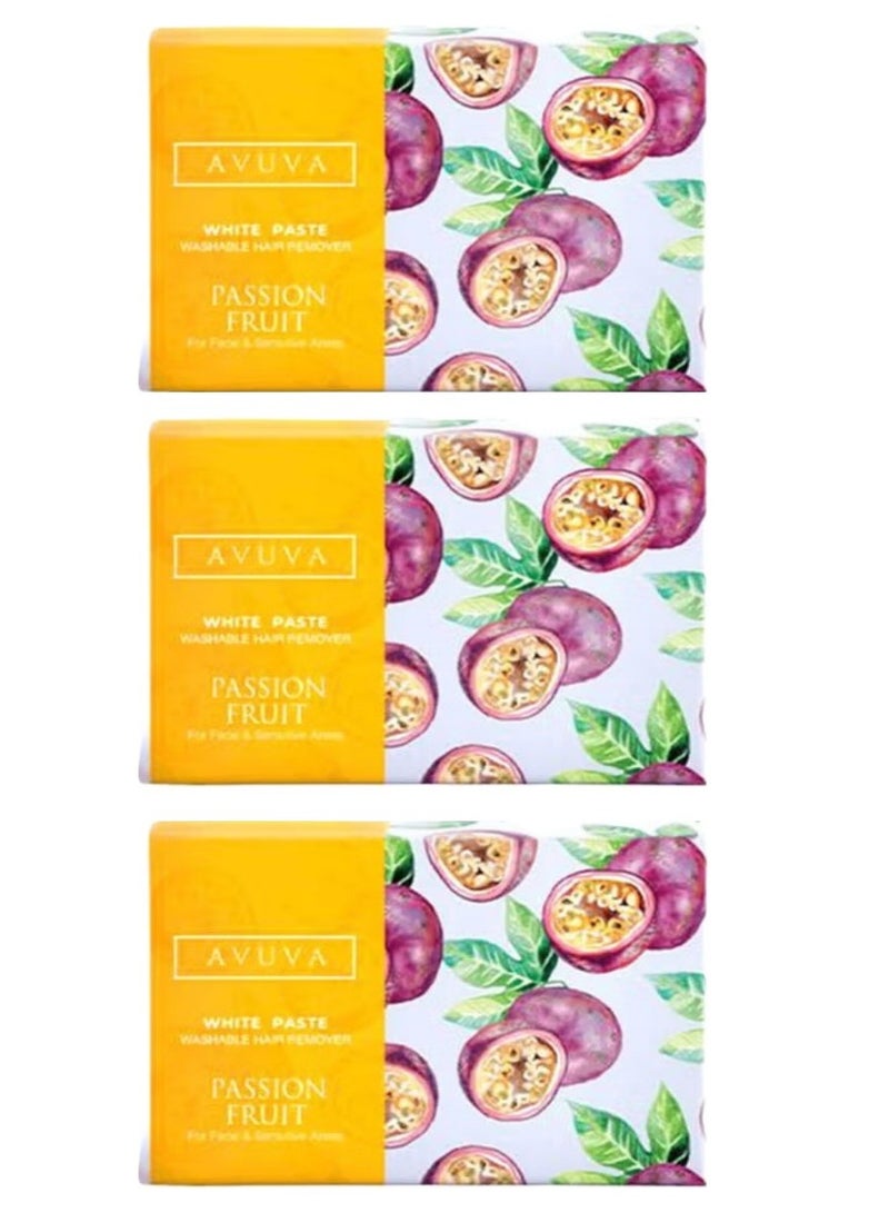 Three Pieces of White Paste Washable Hair Remover Passion Fruit For Face & Sensitive Area