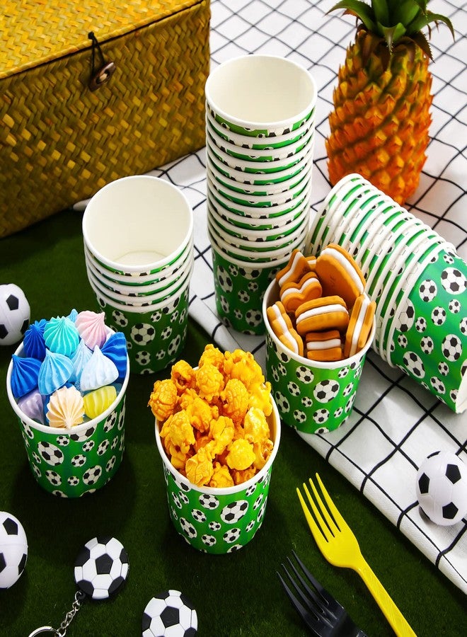 Potchen 50 Pcs 9 oz Sport Party Paper Snack Ice Cream Cups Disposable Dessert Bowls Snack Cups Paper Soup Cup Disposable Paper Bowls Disposable Plates for Hot or Cold Food Party Supplies(Soccer) - Image 2