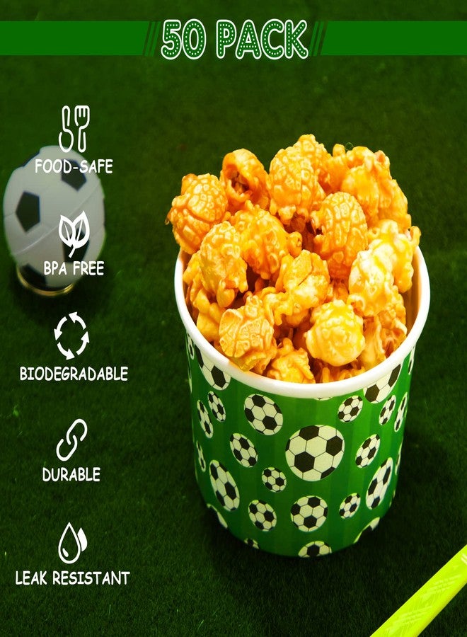 Potchen 50 Pcs 9 oz Sport Party Paper Snack Ice Cream Cups Disposable Dessert Bowls Snack Cups Paper Soup Cup Disposable Paper Bowls Disposable Plates for Hot or Cold Food Party Supplies(Soccer) - Image 5