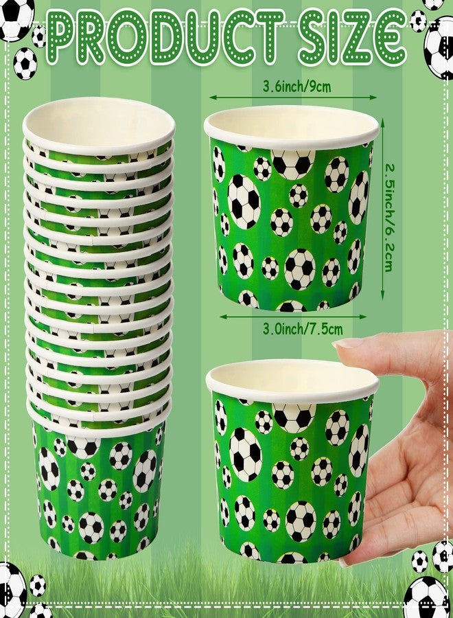 Potchen 50 Pcs 9 oz Sport Party Paper Snack Ice Cream Cups Disposable Dessert Bowls Snack Cups Paper Soup Cup Disposable Paper Bowls Disposable Plates for Hot or Cold Food Party Supplies(Soccer) - Image 3