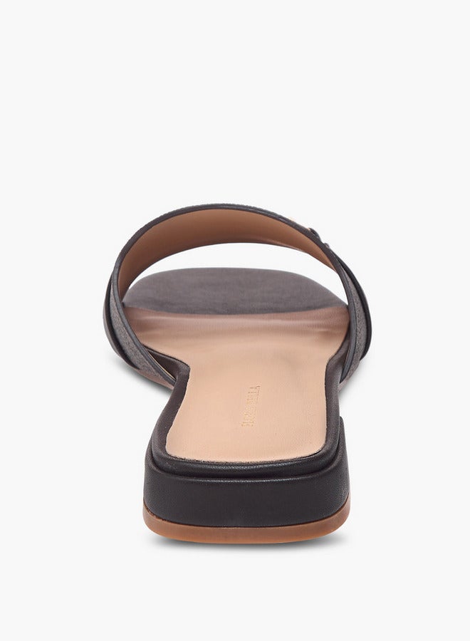 Flora Bella By Shoexpress Women's Textured Slip-On Sandals with Metal Accent  - Image 5