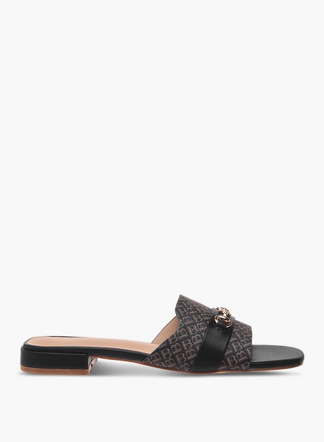 Flora Bella By Shoexpress Women's Textured Slip-On Sandals with Metal Accent  - Image 3