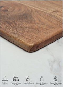REZLAN UAE Premium Acacia Wood Chopping Board – 30.5x41x1.8cm – Rectangular Cutting Board with 4" Handle – Large Wooden Charcuterie Board, Cheese Board, Butcher Block for Kitchen & Serving  - Image 4