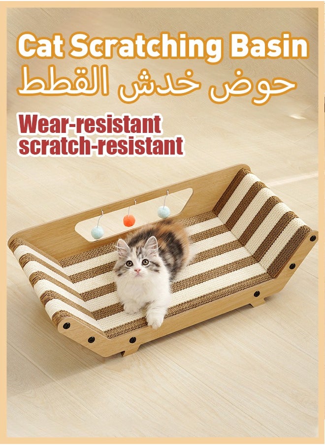 Generic - Short Cat Scratching Board, Indoor Cat Bed With 3 Toy Balls, Corrugated Log Cat Scratching Board, Wear-Resistant And Scratch-Resistant, Dual-Purpose, Universal For All Cats. - Image 1