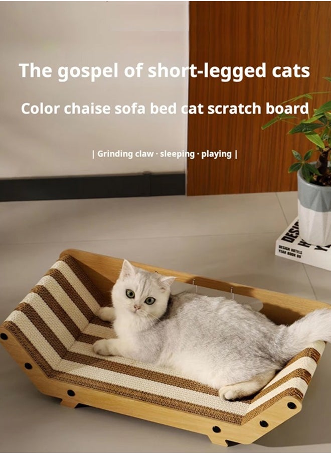 Generic - Short Cat Scratching Board, Indoor Cat Bed With 3 Toy Balls, Corrugated Log Cat Scratching Board, Wear-Resistant And Scratch-Resistant, Dual-Purpose, Universal For All Cats. - Image 1