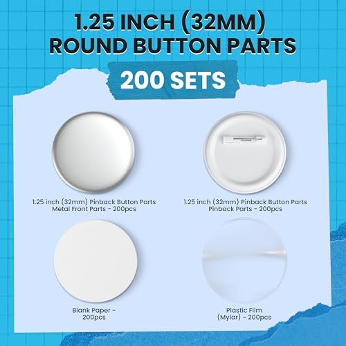 Nice2Have 200 Sets of Pinback Button Parts 1.25 inch (32mm) - Button Maker Supplies for Button Maker Machine - Image 2