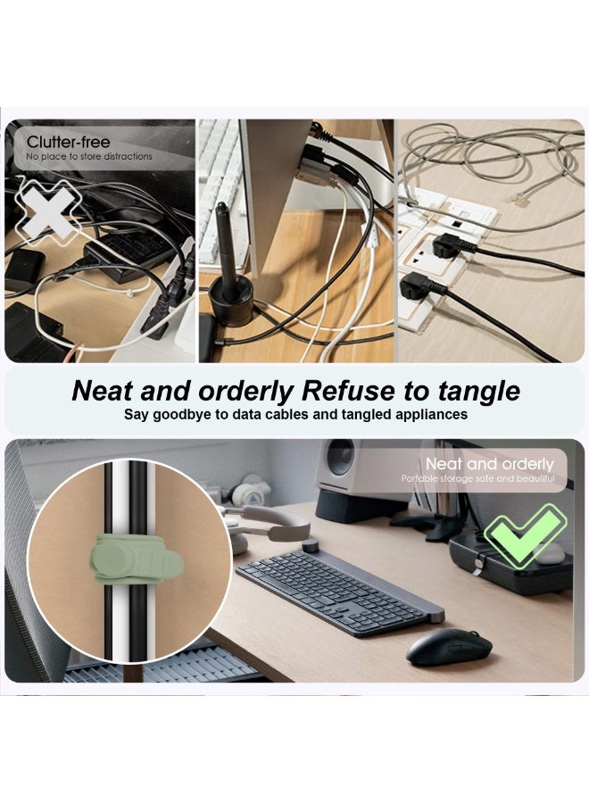 16 Pcs Silicone Cable Ties, Reusable Cable Management Storage Box, Wire Ties, Multifunctional Elastic Rope Storage Bag, Used For Bundling And Fastening Cable Wires (Black, White, Pink, Green) - Image 3