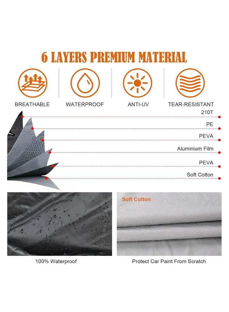 Zipporah All Weather Car Cover for Land Rover Discovery (2005-2024), 6 Layers Waterproof Coating with Reflectors, Soft Interior Lint Layer, Security Lock and Zipper (Black) - Image 2