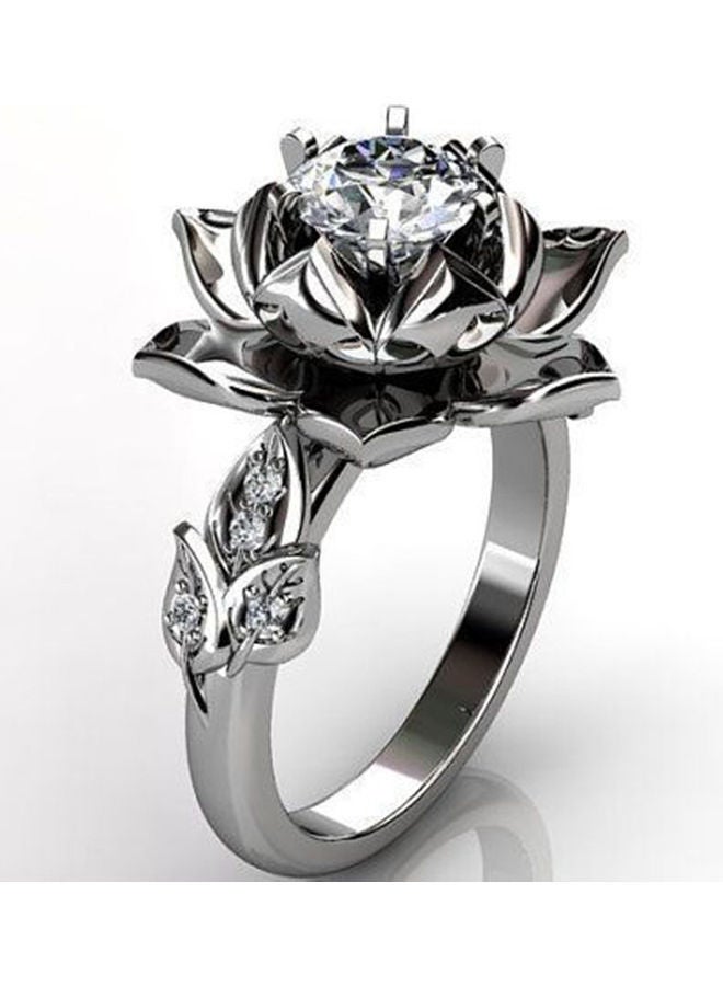 NIBEMINENT Water Lily Flower Designed Stone Studded Ring  - Image 2