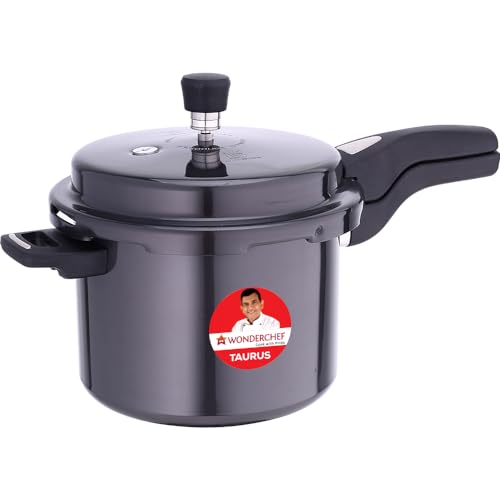 Wonderchef Taurus Hard Anodized Outer Lid Pressure cooker, 5 liter, Cool Touch Handles for Durability, Induction Friendly, Black, 5 year warranty, ISI Certified - Image 1