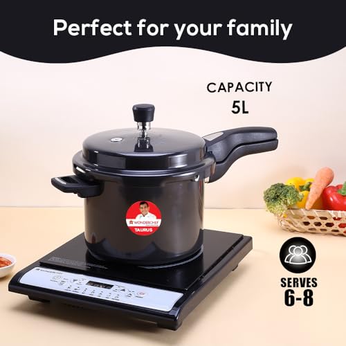 Wonderchef Taurus Hard Anodized Outer Lid Pressure cooker, 5 liter, Cool Touch Handles for Durability, Induction Friendly, Black, 5 year warranty, ISI Certified - Image 5