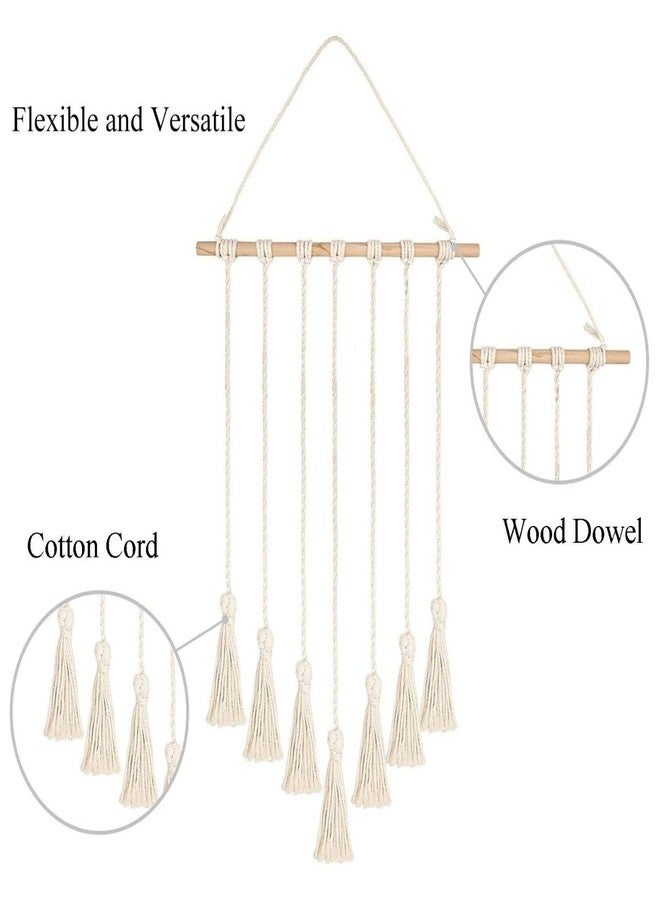 ecofynd Cotton Photo Display Wall Hanging Picture Organizer, Boho Aesthetic Home Decor with 10 Wooden Clips, Bohemian Frame for Bedroom Living Room Decorative Items (BH005) - Image 2