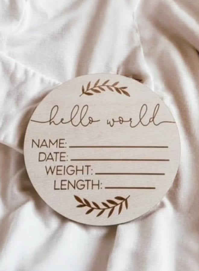 2 Pcs Newborn Wooden Birth Memorial Plaque, Newborn Hospital Bracelet Display Board, Double-Sided Engraved Baby Name Photo Props, Hello World Welcome Baby Decoration - Image 4