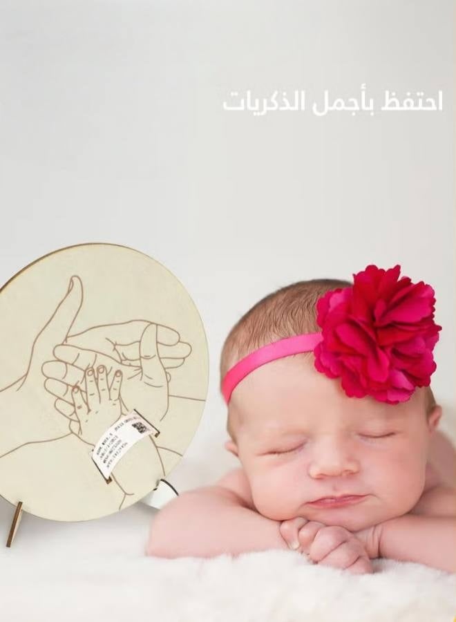 2 Pcs Newborn Wooden Birth Memorial Plaque, Newborn Hospital Bracelet Display Board, Double-Sided Engraved Baby Name Photo Props, Hello World Welcome Baby Decoration - Image 3