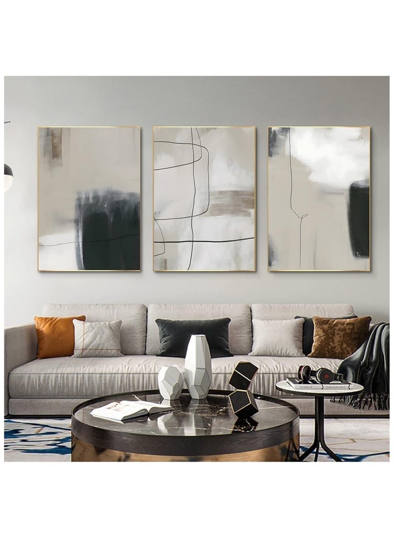 Today Idea Today Idea Modern Geometric Abstract Wall Art | Neutral Line Painting in Black and Beige | Minimalist Print Bedroom, Living Room, Office (16x24 inches, Unframed)  - Image 1