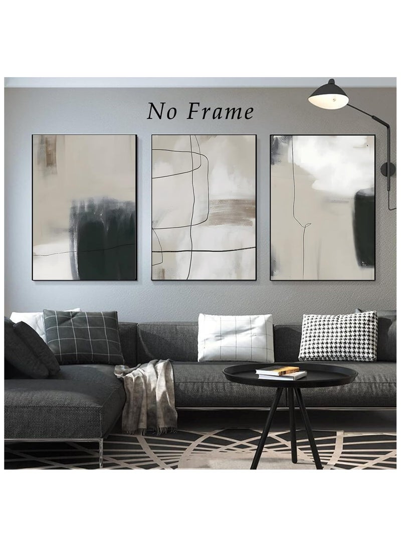 Today Idea Today Idea Modern Geometric Abstract Wall Art | Neutral Line Painting in Black and Beige | Minimalist Print Bedroom, Living Room, Office (16x24 inches, Unframed)  - Image 2