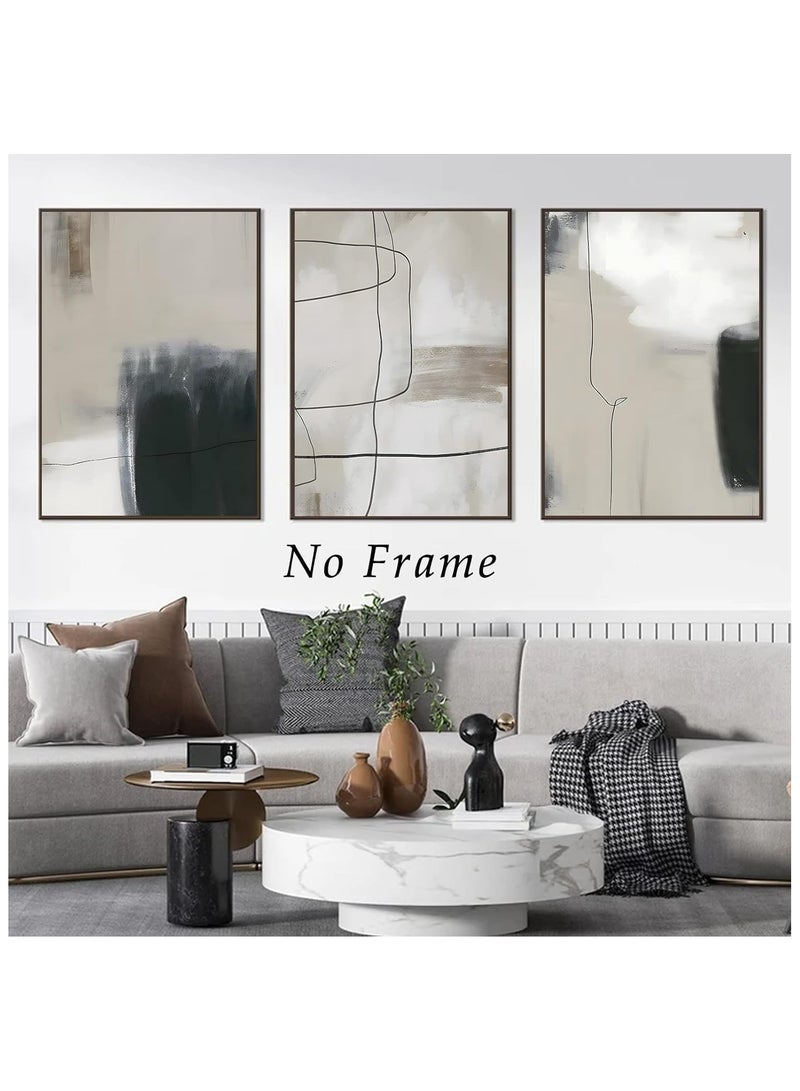 Today Idea Today Idea Modern Geometric Abstract Wall Art | Neutral Line Painting in Black and Beige | Minimalist Print Bedroom, Living Room, Office (16x24 inches, Unframed)  - Image 3