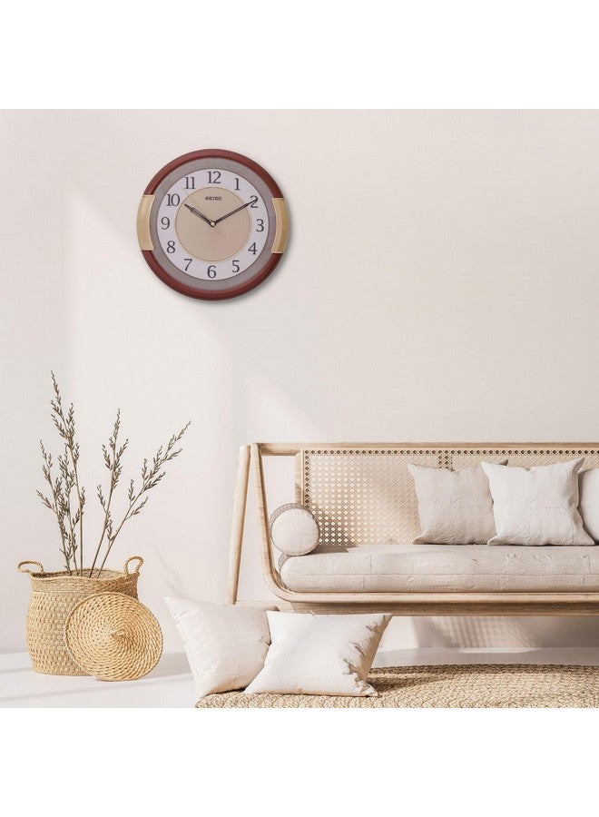 Seiko سايكو ساعة حائط أنالوج دائرية أنيقة من البلاستيك البني (الحجم: 30 × 5 × 30 سم | الوزن: 820 جرام | اللون: بني) - Image 2