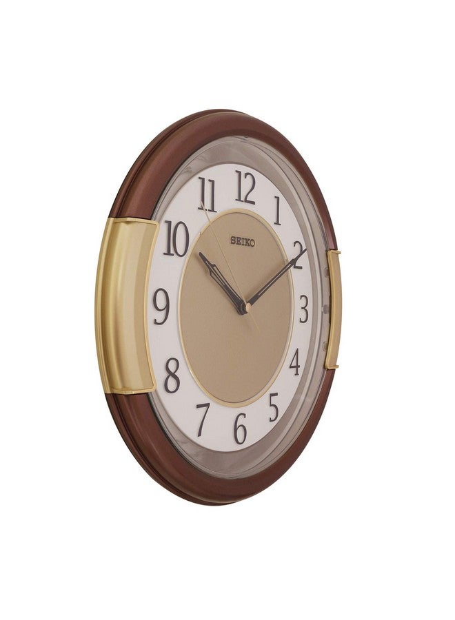 Seiko سايكو ساعة حائط أنالوج دائرية أنيقة من البلاستيك البني (الحجم: 30 × 5 × 30 سم | الوزن: 820 جرام | اللون: بني) - Image 3