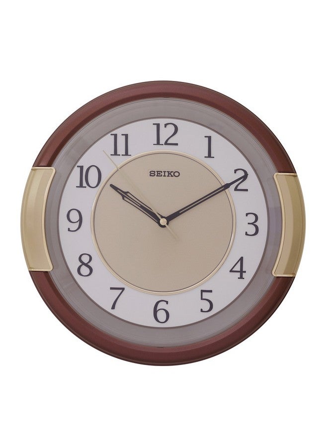 Seiko سايكو ساعة حائط أنالوج دائرية أنيقة من البلاستيك البني (الحجم: 30 × 5 × 30 سم | الوزن: 820 جرام | اللون: بني) - Image 1