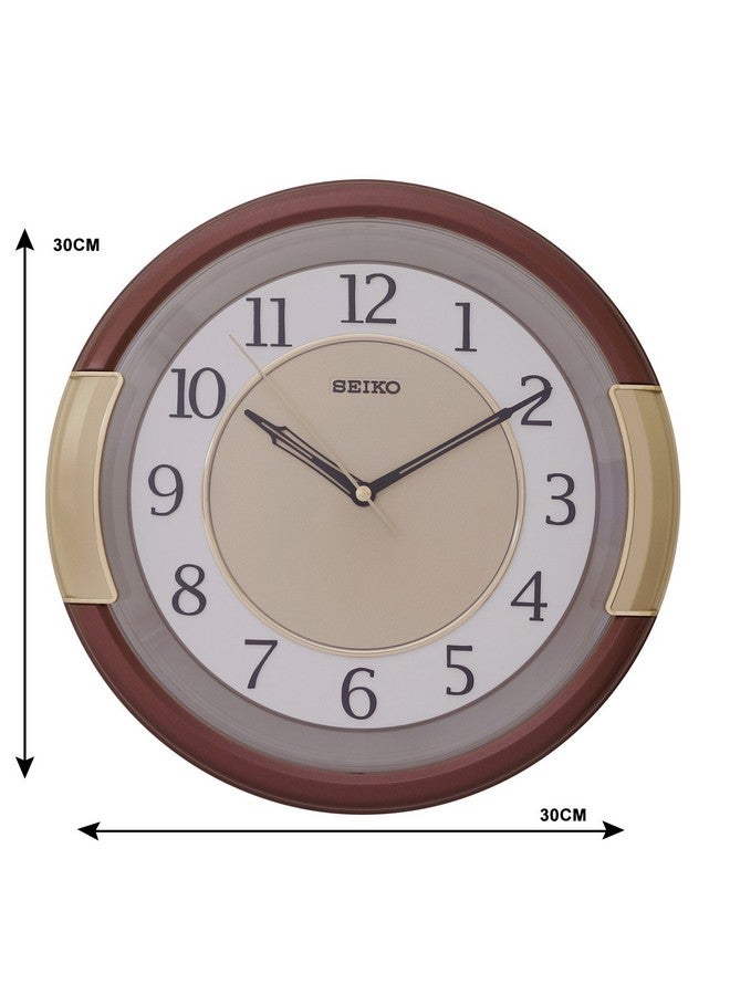 Seiko سايكو ساعة حائط أنالوج دائرية أنيقة من البلاستيك البني (الحجم: 30 × 5 × 30 سم | الوزن: 820 جرام | اللون: بني) - Image 4