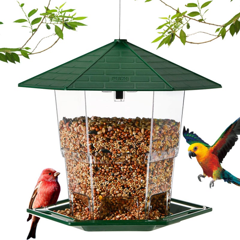 Jealoeur Bird Feeders for Outdoors Hanging Bird Feeder Wild Birds Seed, Green - Image 1