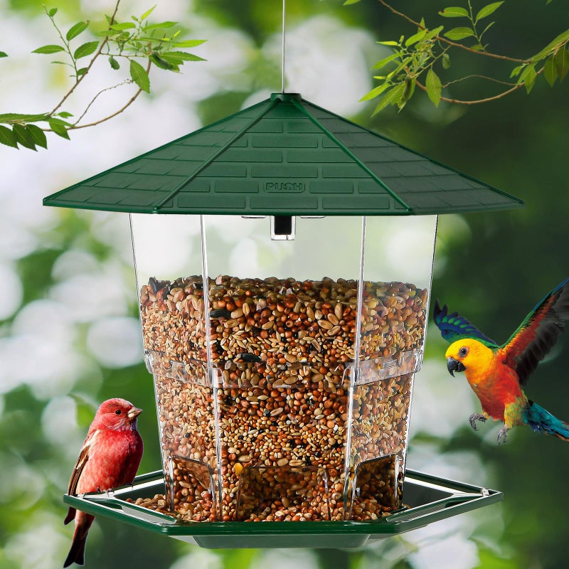 Jealoeur Bird Feeders for Outdoors Hanging Bird Feeder Wild Birds Seed, Green - Image 2