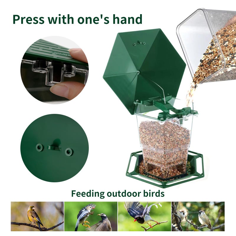 Jealoeur Bird Feeders for Outdoors Hanging Bird Feeder Wild Birds Seed, Green - Image 3