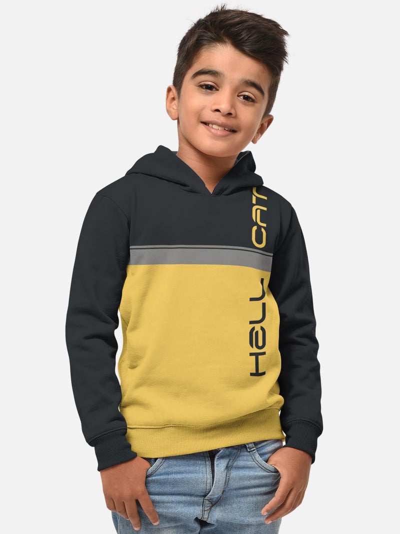 HELLCAT Printed Cotton Blend Full Sleeve Hoodie T-Shirt Jogger Trackpant Clothing Set for Boys Grey/Black 3-4 Years - Image 3