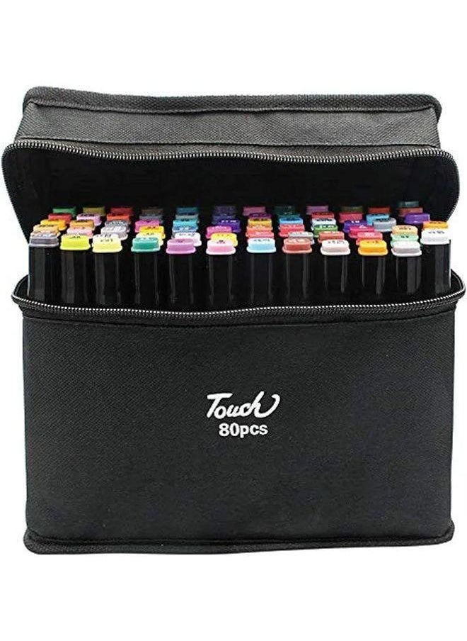 Generic Touch 80 Colors Graphic Professional Design Art Twin Tip Marker Pen Series Touch-5 Alcohol Graphic Pen Manga Graphic W/bag Art Twin Marker Pen  - Image 1