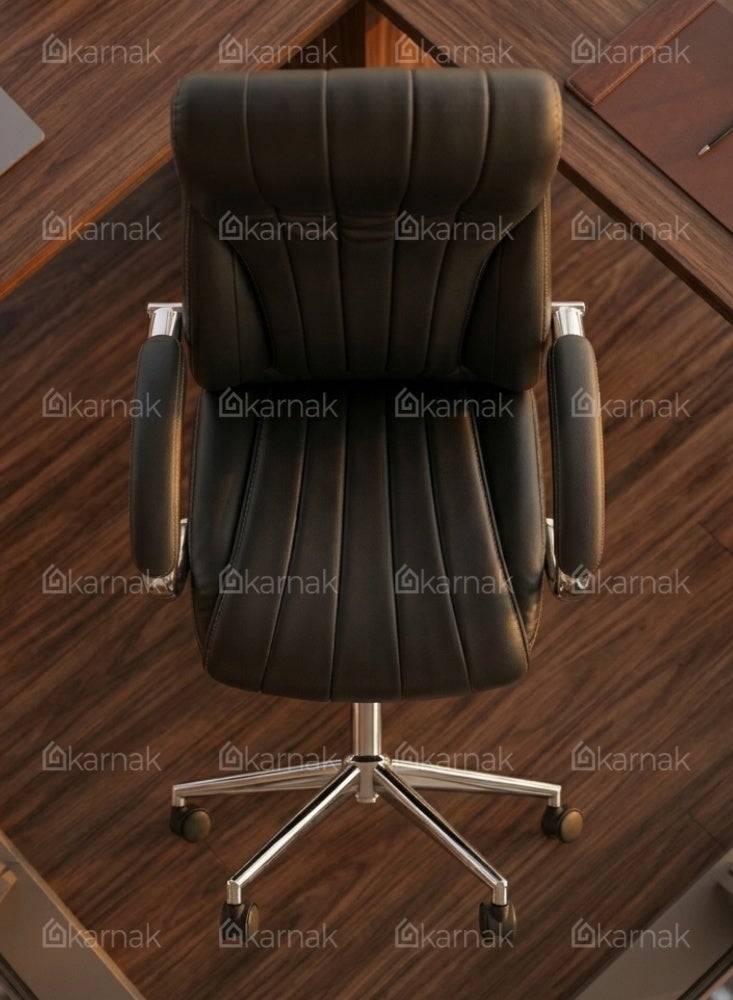 Karnak Saffet Ergonomic Office Chair | Leather Executive Mesh Lumbar Support Chair | Adjustable Height 360° Swivel Gaming Office Chair for Home & Office Furniture (Black) - Image 5