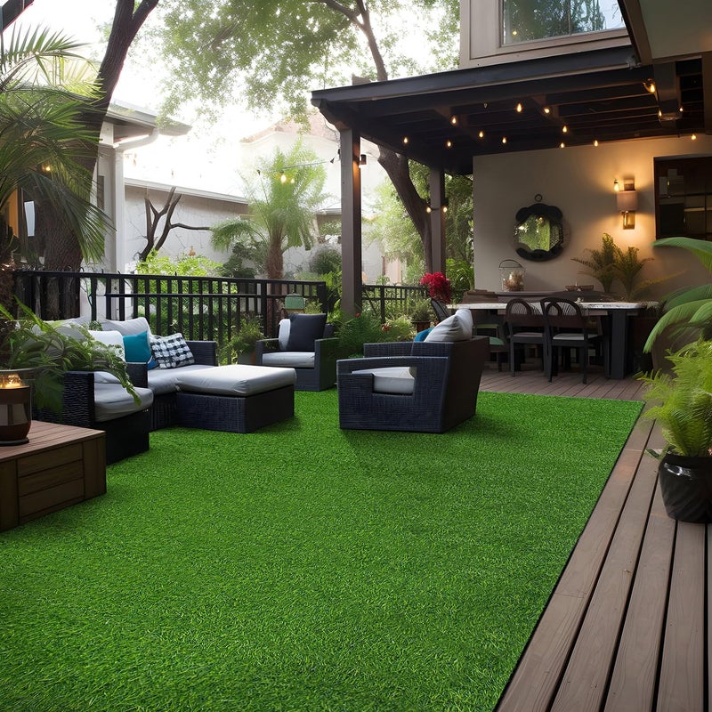 Rugshop Artificial Solid Grass for Backyard, Garden, Patio, Balcony, Garage Deck Indoor Outdoor Area Rug 6' 6" x 9' Green - Image 1