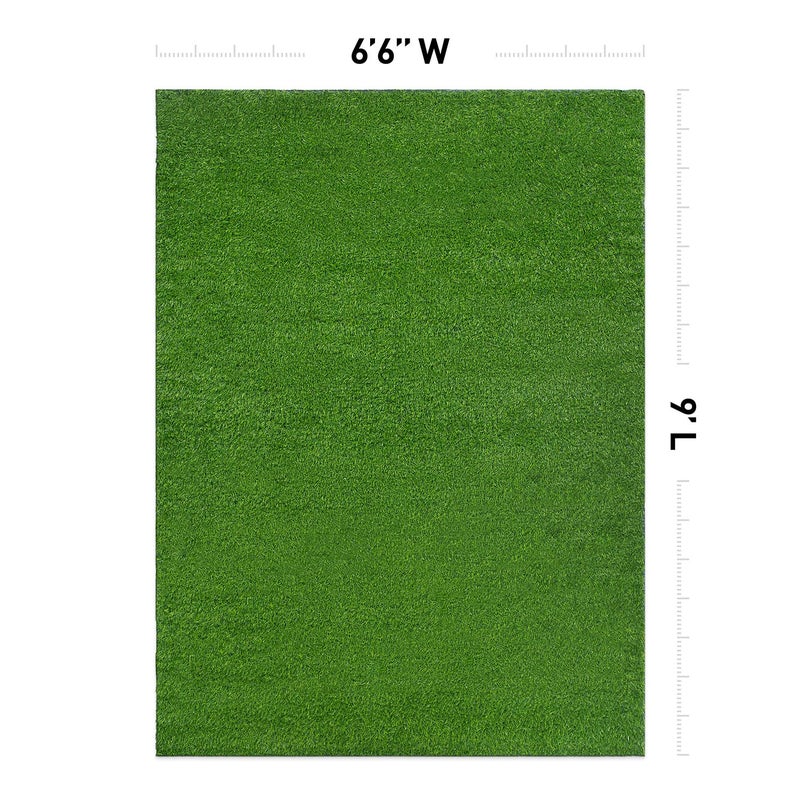 Rugshop Artificial Solid Grass for Backyard, Garden, Patio, Balcony, Garage Deck Indoor Outdoor Area Rug 6' 6" x 9' Green - Image 2