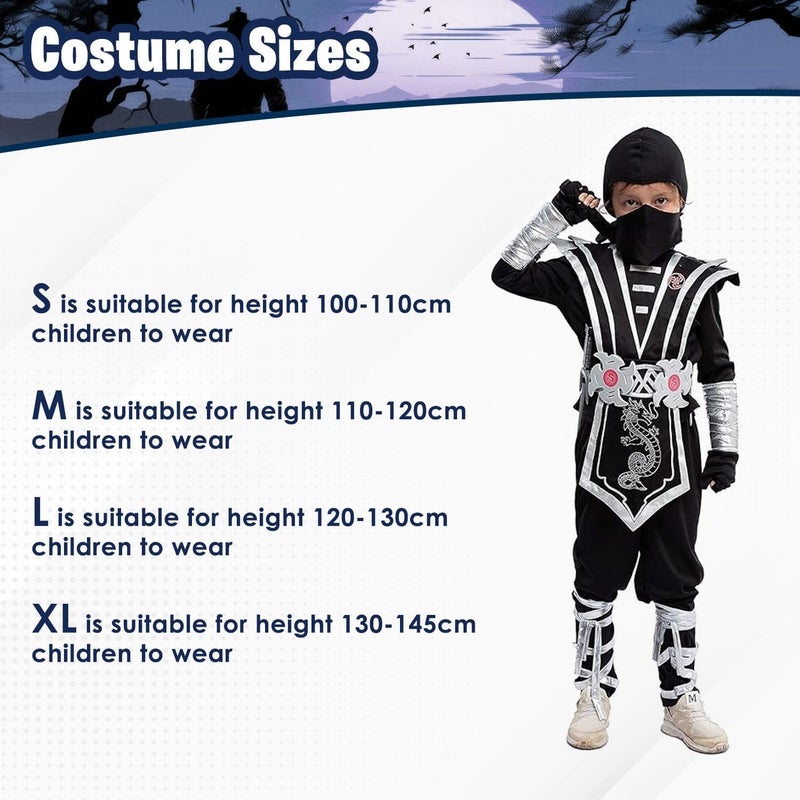 Home Smart Black Ninja Deluxe Costume for Kid with Accessories Toys Ideal Gift for Birthday - Image 1