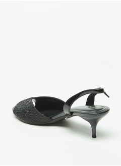 Celeste Women's Embellished Peep Toe Sandals with Kitten Heels and Buckle Closure  - Image 2