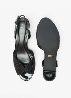 Celeste Women's Embellished Peep Toe Sandals with Kitten Heels and Buckle Closure  - Image 4