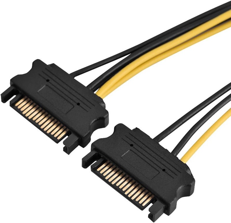 كابل محول طاقة aqxreight من 15 دبوس ذكر مزدوج إلى 8 دبوس أنثى PCI E PCI Express بطول 0.2 متر مع موصلات 15 As لتوصيل الطاقة إلى E ميزات موصل C (#2) - Image 1