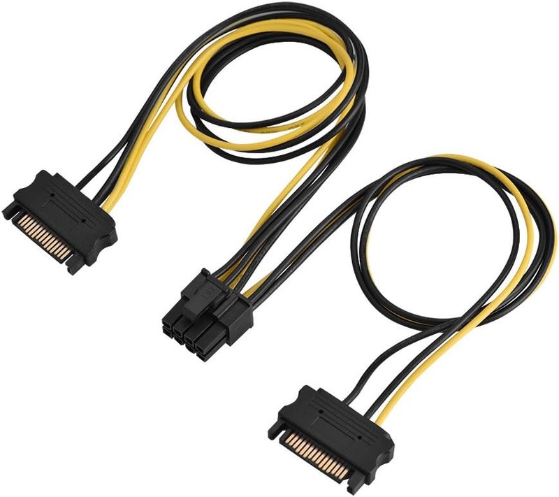 كابل محول طاقة aqxreight من 15 دبوس ذكر مزدوج إلى 8 دبوس أنثى PCI E PCI Express بطول 0.2 متر مع موصلات 15 As لتوصيل الطاقة إلى E ميزات موصل C (#2) - Image 3