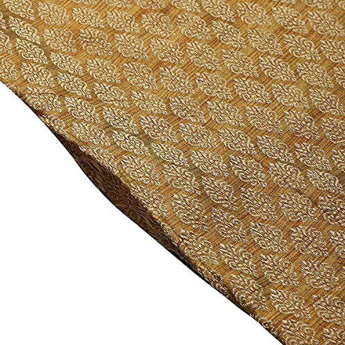 SOJANYA (Since 1958 Men's Jacquard Silk Mustard Self Design ONLY Kurta Size: 36 - Image 5