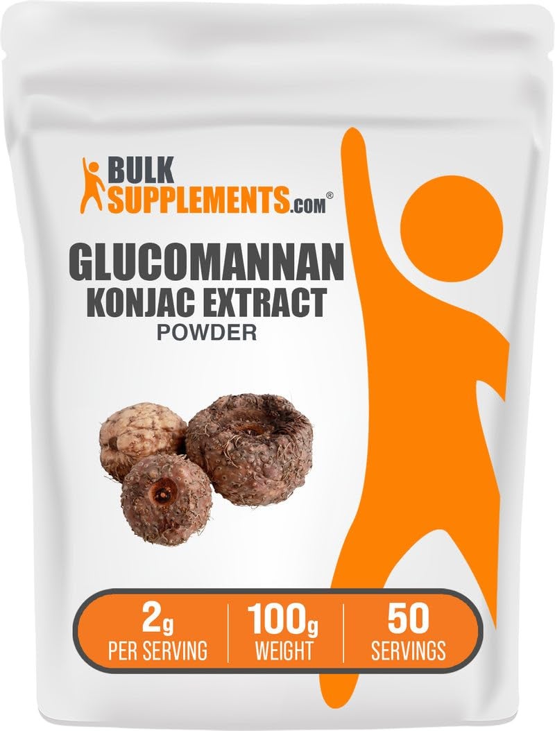 BulkSupplements مسحوق جلوكوما نان من BulkSupplementscom مستخرج من جذور الكونجاك خالي من الغلوتين 2 جرام لكل حصة 100 جرام 3.5 أونصة عبوة من 1