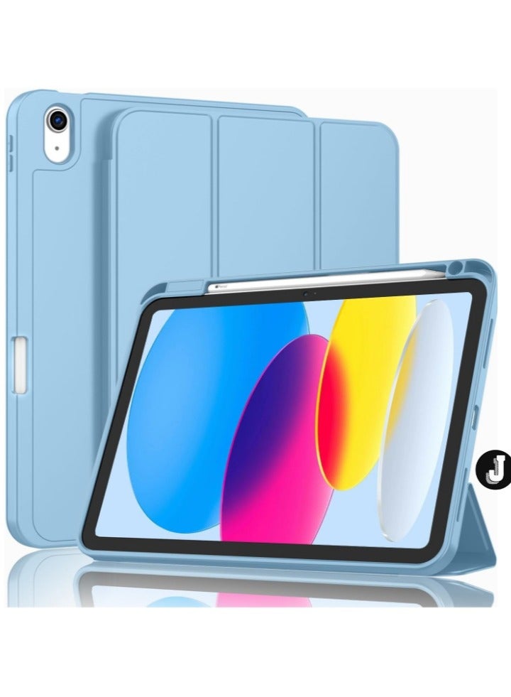 JAJEEK NEW iPad 10th Generation Case (10.9 Inch, 2022) – Smart Case with Pencil Holder, Soft TPU Back, Auto Wake/Sleep Support – Azure Blue - Image 1
