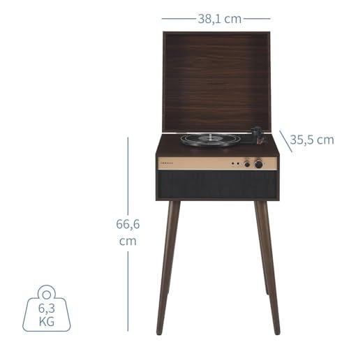 Crosley CR6236A-WA Jasper 3-Speed Bluetooth in/Out Vinyl Record Player Turntable with Built-in Speakers and Detachable Legs, Walnut - Image 3