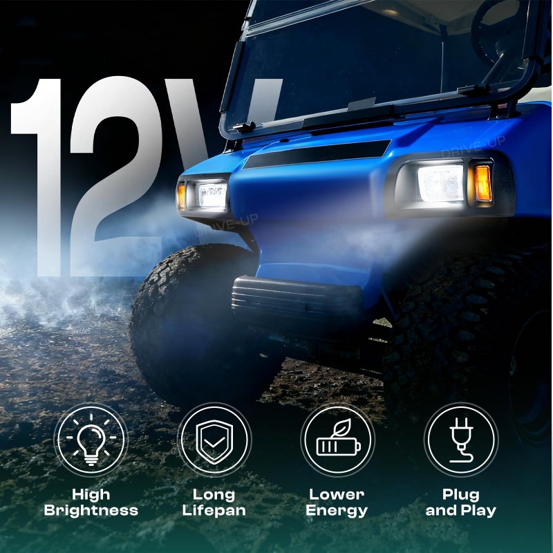Drive-up مجموعة مصابيح أمامية لسيارة جولف كلوب كار دي إس، مصباح LED أمامي مع سلك موصل لسيارات جولف كلوب كار دي إس 1993 وما بعدها 12 فولت، OEM 101988002 101988001 - Image 3