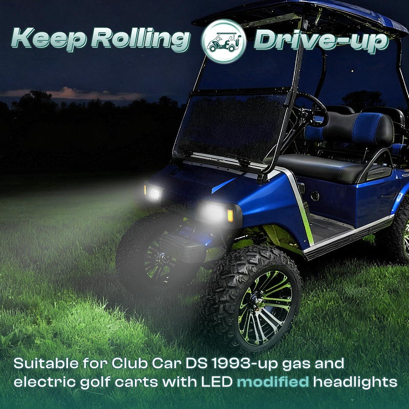 Drive-up مجموعة مصابيح أمامية لسيارة جولف كلوب كار دي إس، مصباح LED أمامي مع سلك موصل لسيارات جولف كلوب كار دي إس 1993 وما بعدها 12 فولت، OEM 101988002 101988001 - Image 2