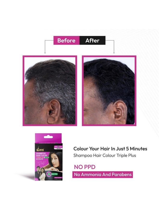 Vcare Shampoo Hair Color, Black, 25ml-Colors and deeply nourishes your hair-Enriched with growth factors & antioxidants, Ammonia-free, Sulphate free (Pack of 2) - Image 5