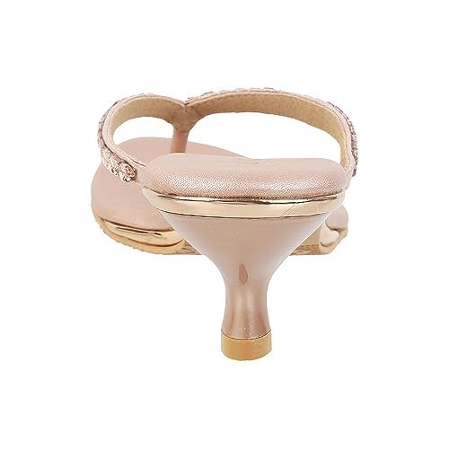 Mochi Women Rose Gold Kitten Heel Fashion Sandal UK/6 EU/39 (35-324) - Image 4